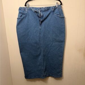 Denim & Co from. QVC Classic High-Waist Blue Denim Pencil Skirt